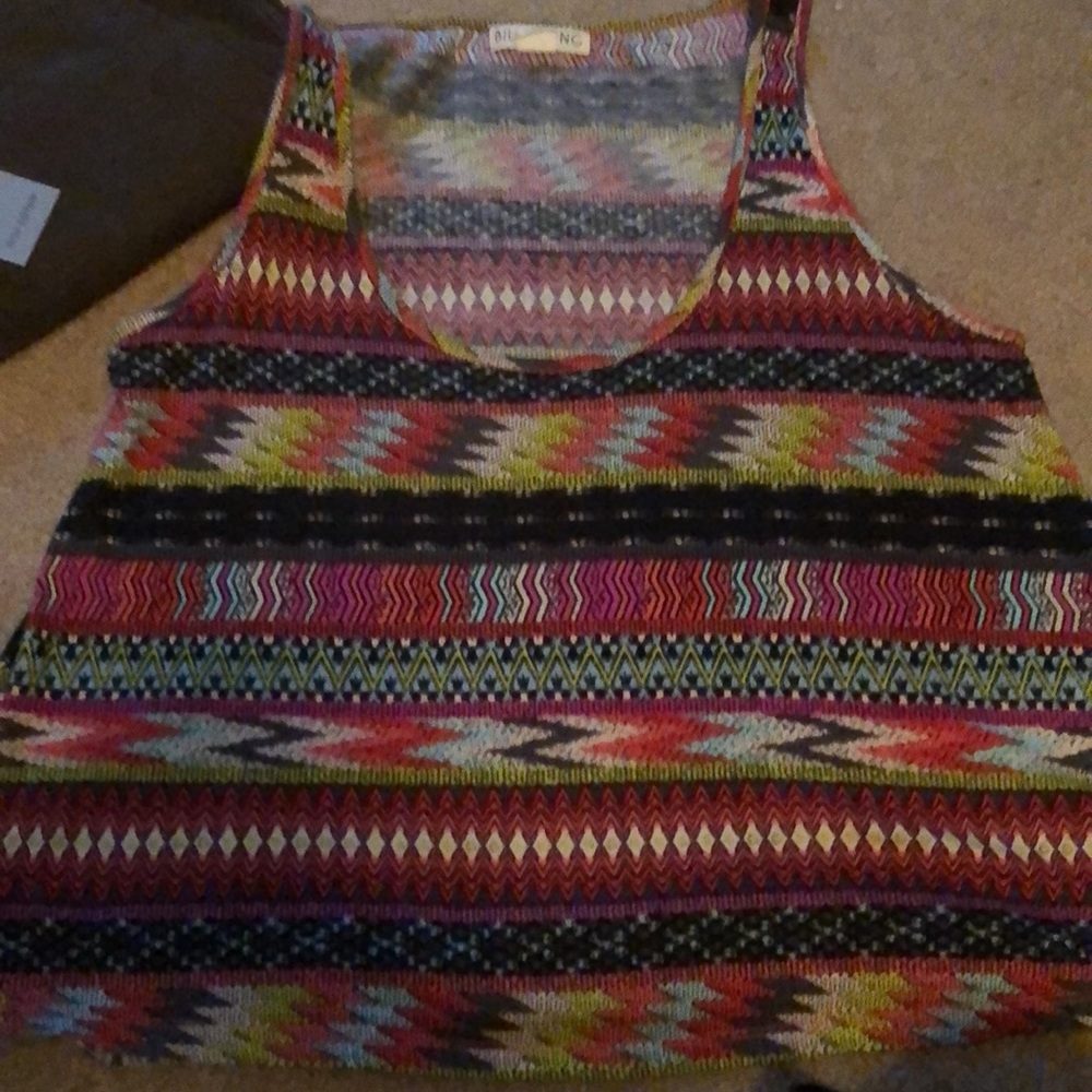 Billabong Black Pink Blue Yellow Pattern Tank Top